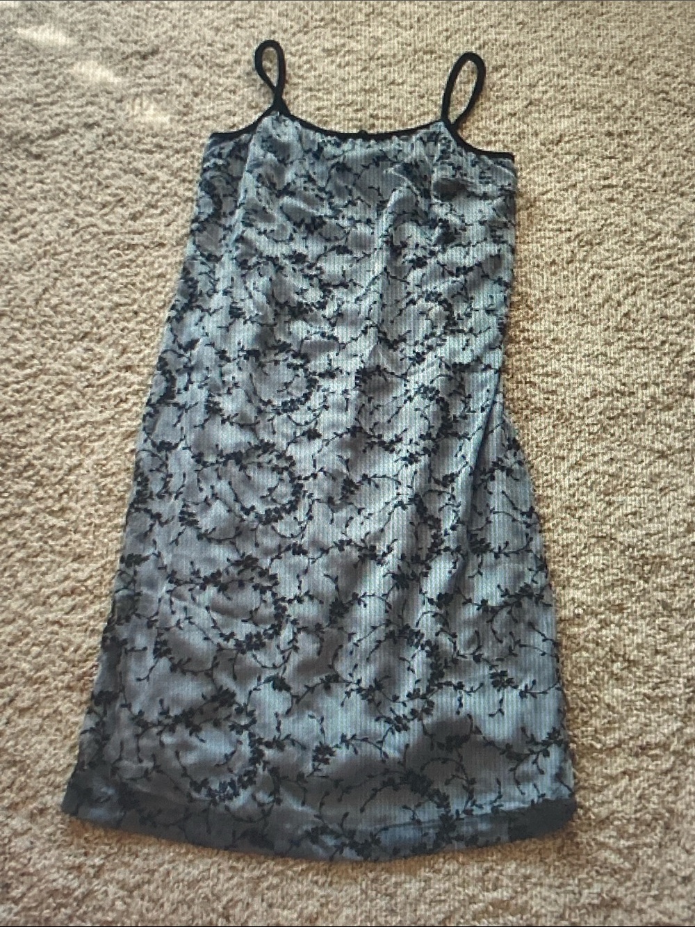 Black Lace-Overlay Slip Dress - Women's Black